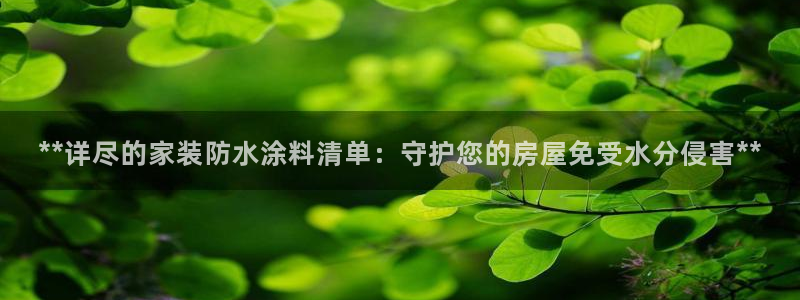 和记平台怎么样：**详尽的家装防水涂料清单：守护您的房屋免受水分侵害**