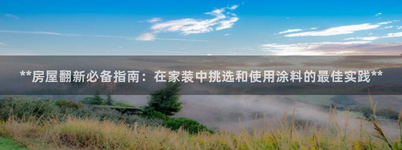 和记网页版：**房屋翻新必备指南：在家装中挑选和使用涂料的最佳实践**