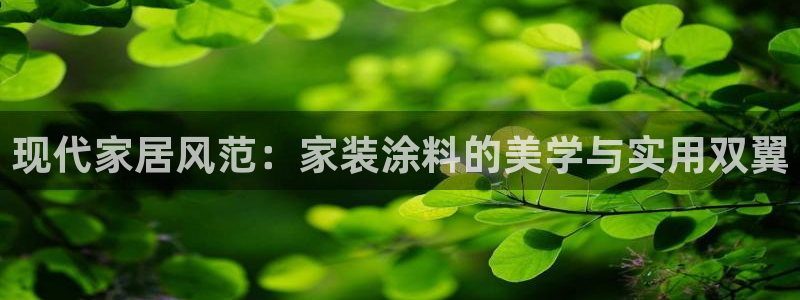 和记平台下载：现代家居风范：家装涂料的美学与实用双翼